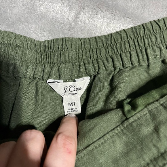 J Crew Pants Womens Medium Tall Green Linen Blend Straight Leg Boho Beach Crop - Picture 4 of 6